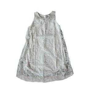 NEW ASTRID women's woven lace tank dress in ecru